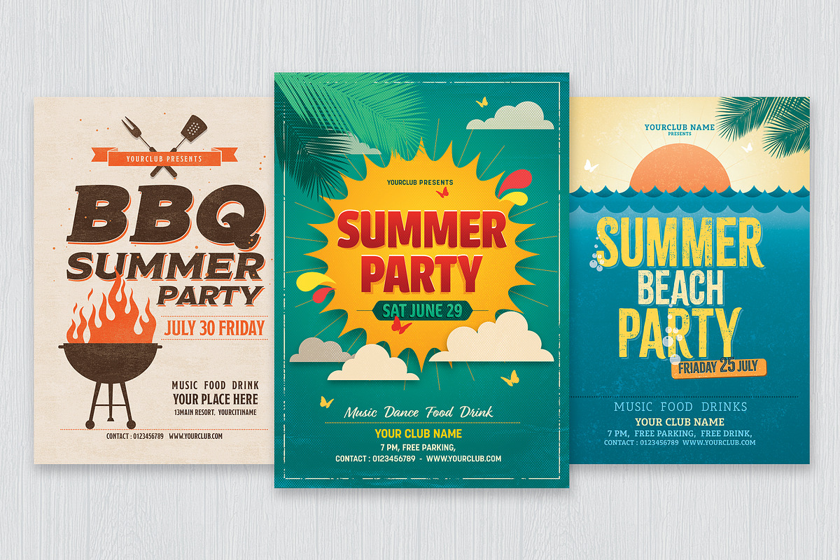 Summer Flyer Bundle, a Print Template by DesignWorkz