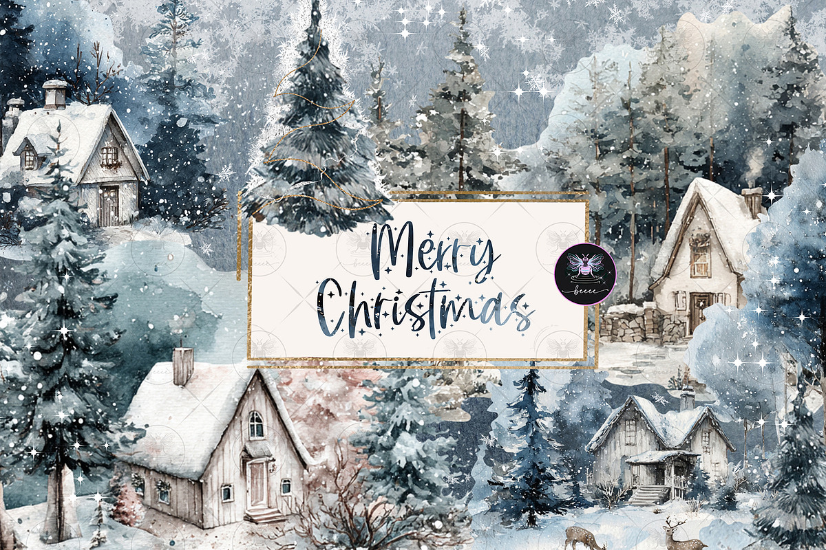 Winter Forest Christmas Clipart, an Illustration by BigCakeBee (Photo 1 of 4)