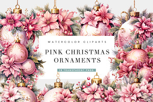 Pink Christmas Ornaments Clipart