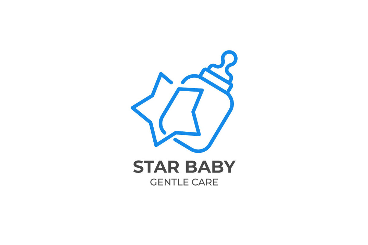 Star Baby Bottle Monoline Logo, a Graphic by Mightyfire (Photo 2 of 3)