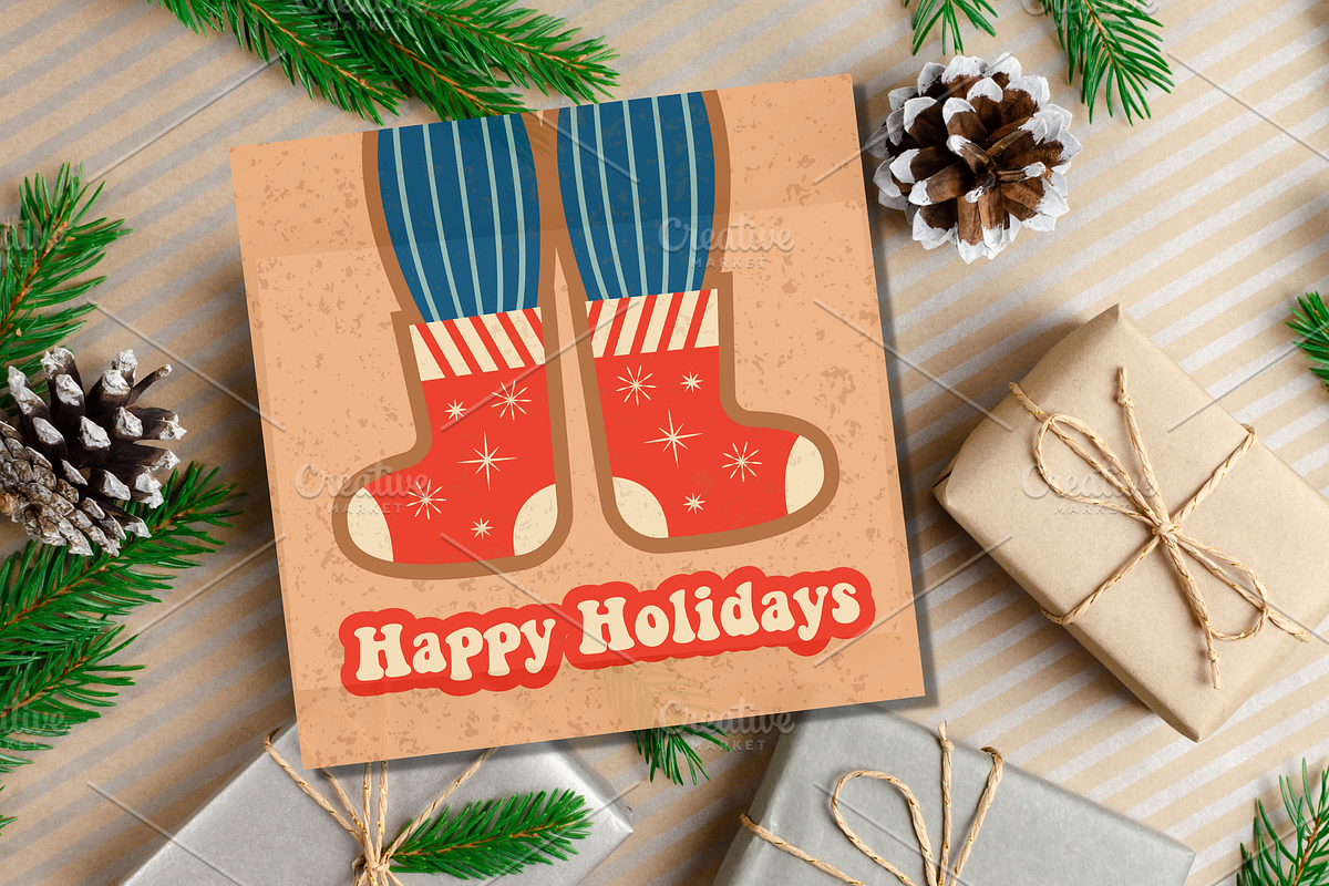 Retro Christmas Greeting Cards, a Decorative Illustration by Art's and patterns (Photo 4 of 19)