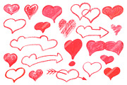 Red Hearts Textured Chalk Clipart, a Texture Illustration by RabbitAndPencil (Thumbnail 2 of 3)