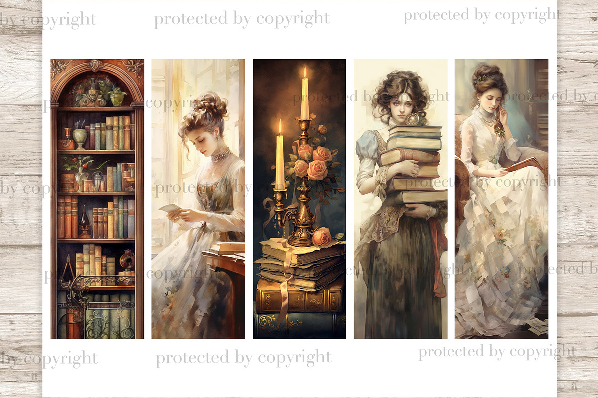 Victorian Library Bookmarks, a Person Illustration by GlamArtZhanna (Photo 3 of 3)