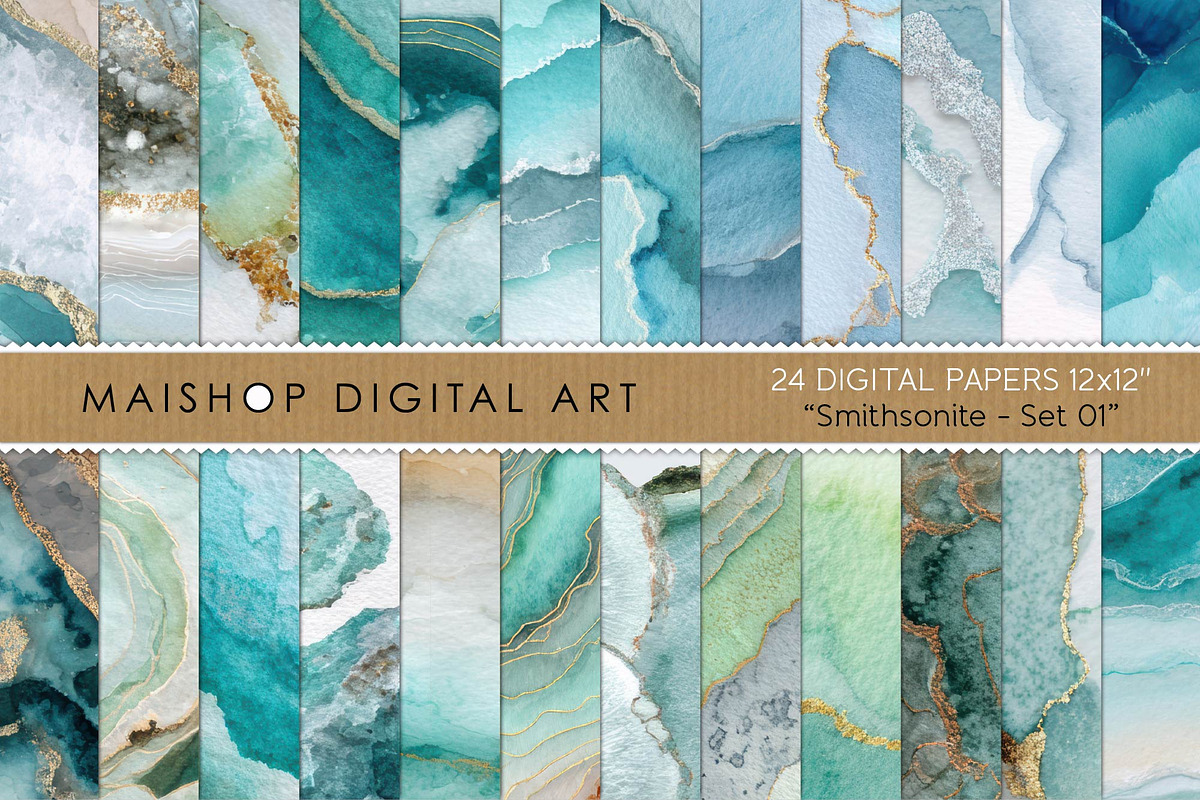 Teal Crystal Seamless Digital Papers, a Texture Graphic by Maishop (Photo 1 of 14)