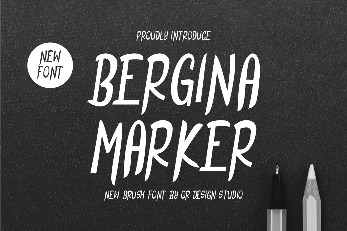 Bergina Marker Font, a Handwritten Font by QR Design Studio (Photo 1 of 6)