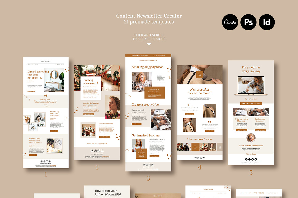 Newsletter / CANVA, PS, INDD / Kayla, an Email Template by Mirazz (Photo 13 of 13)