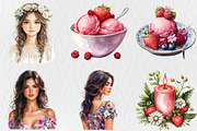 Watercolor Strawberry Time Clipart, an Empty State Illustration by Rose Art (Thumbnail 4 of 4)