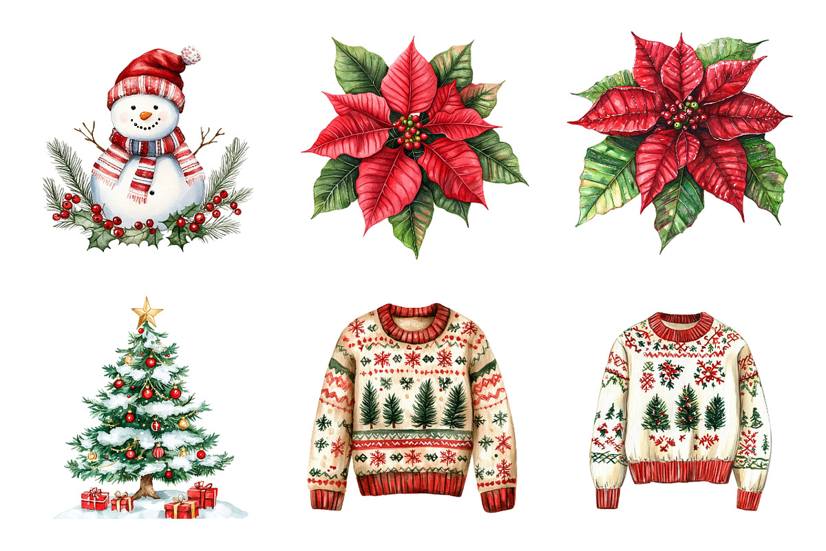 Christmas Holiday Clipart Bundle, a Work Illustration by SinaCreation (Photo 2 of 6)