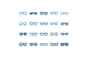 glasses optical style frame icons, an Object Illustration by pikepicture