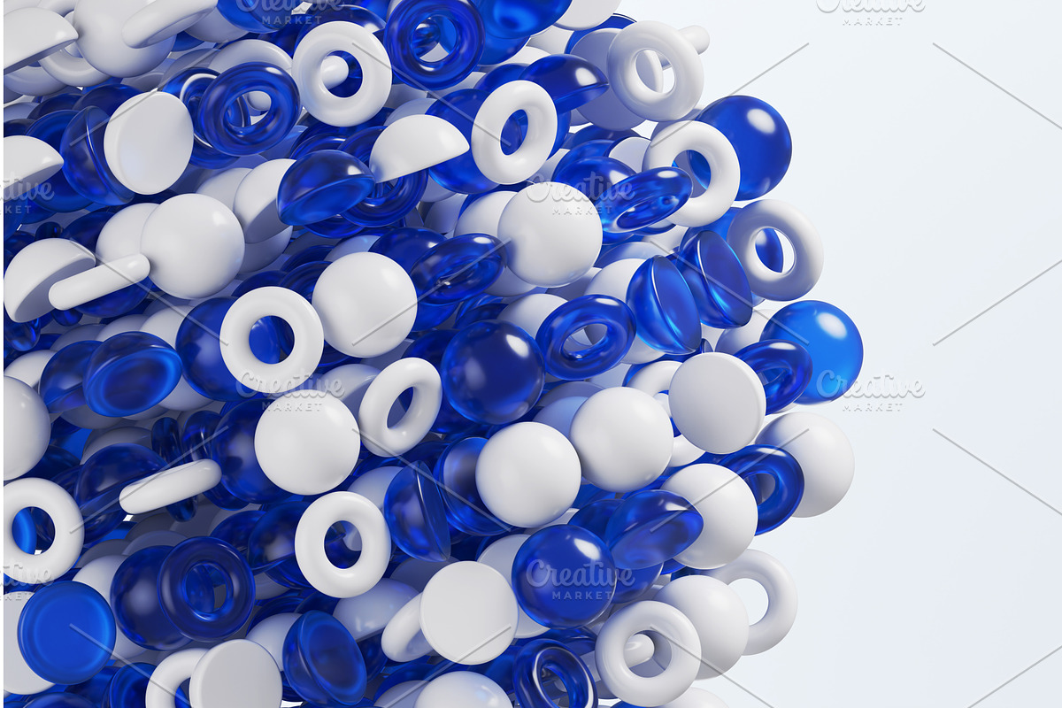 Blue and white geometric 3d shapes, a Background Graphic by Marozhkastudio