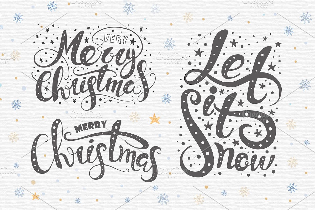Vector Christmas lettering + bonus, a Decorative Illustration by Peace ART (Photo 2 of 7)