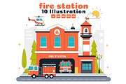 10 Fire Station Building Illustratio, a Transportation Illustration by denayunebgt (Thumbnail 1 of 4)
