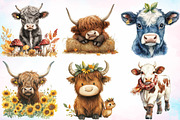 Autumn Highland Cow Clipart Bundle, a Seasonal Illustration by Canvas Craft (Thumbnail 3 of 8)