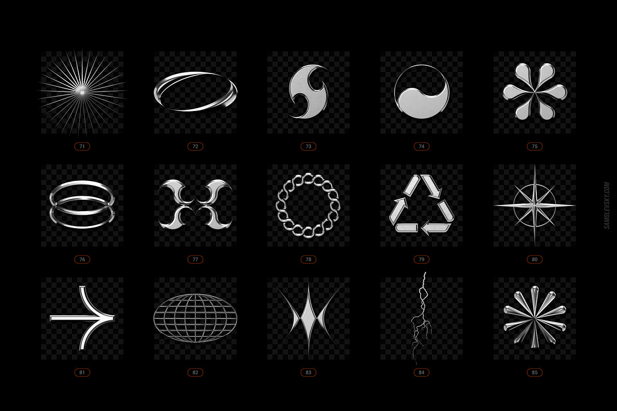 Chrome & Vector Abstract Shapes Pack, an Object Graphic by Samolevsky (Photo 14 of 25)