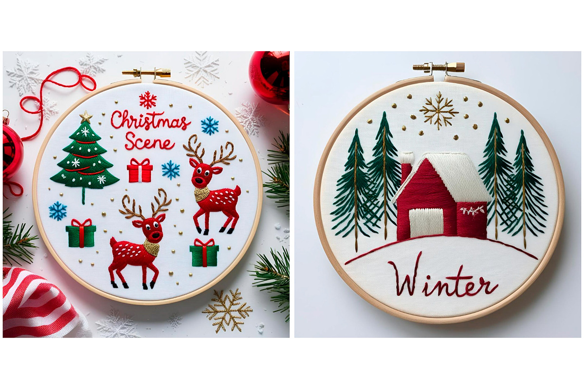 SET Winter Embroidery Handmade, a Background Graphic by IrySha (Photo 4 of 7)