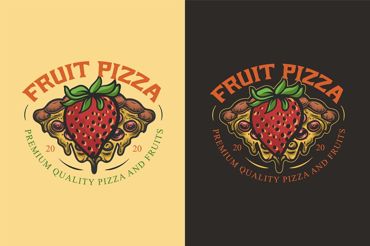 Fruit pizza vintage hand-drawn logo, a Branding & Logo Template by Billah Hub