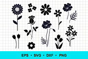 Flowers Silhouettes Vector Clip Art, an Object Graphic by Elena Nesterova (Thumbnail 1 of 2)