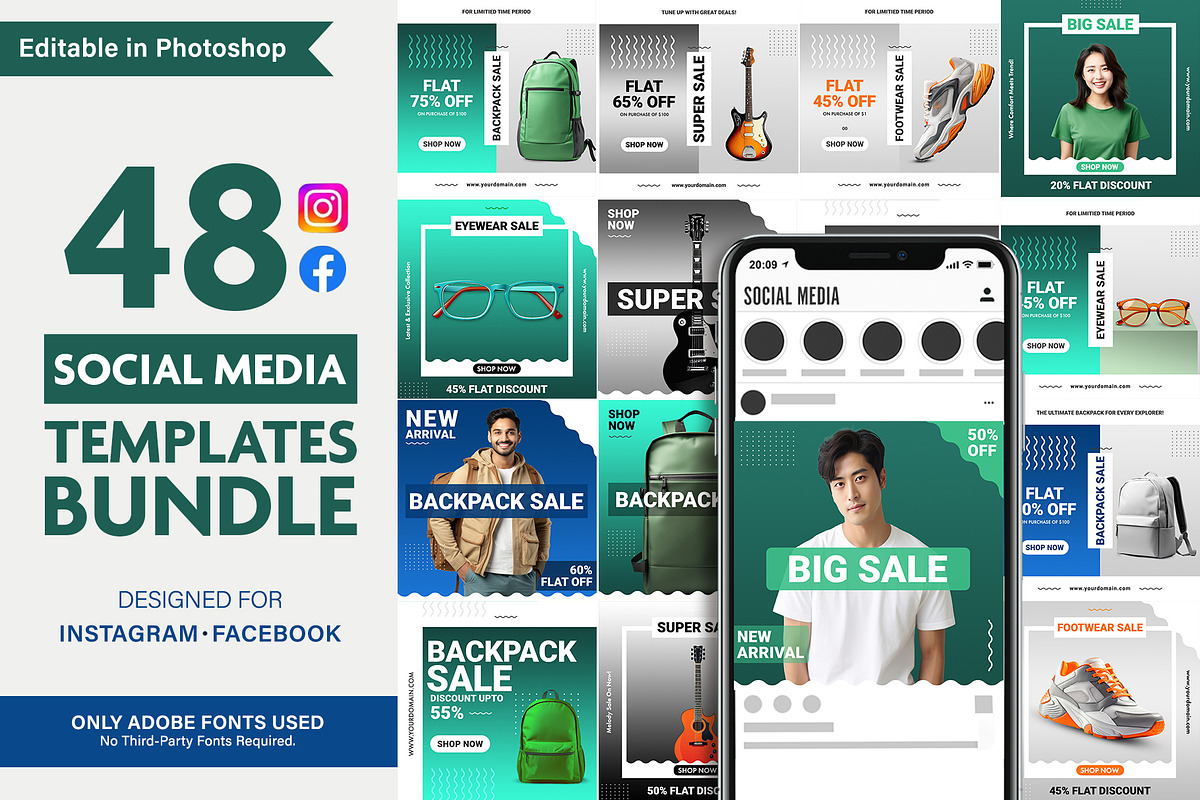 48 Sale Social Media Post Templates, a Social Media Template by Allies Interactive (Photo 1 of 3)