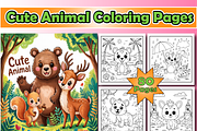 Cute Animal Coloring Pages For Kids, an Animal Illustration by Printable Design Store (Thumbnail 1 of 4)