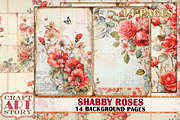 Shabby roses Blank background, a Decorative Illustration by CraftArtStory (Thumbnail 1 of 3)