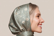 Silk Headscarf Mockup – Model (PSD), a Hat Mockup by 1001 mockups (Thumbnail 3 of 9)