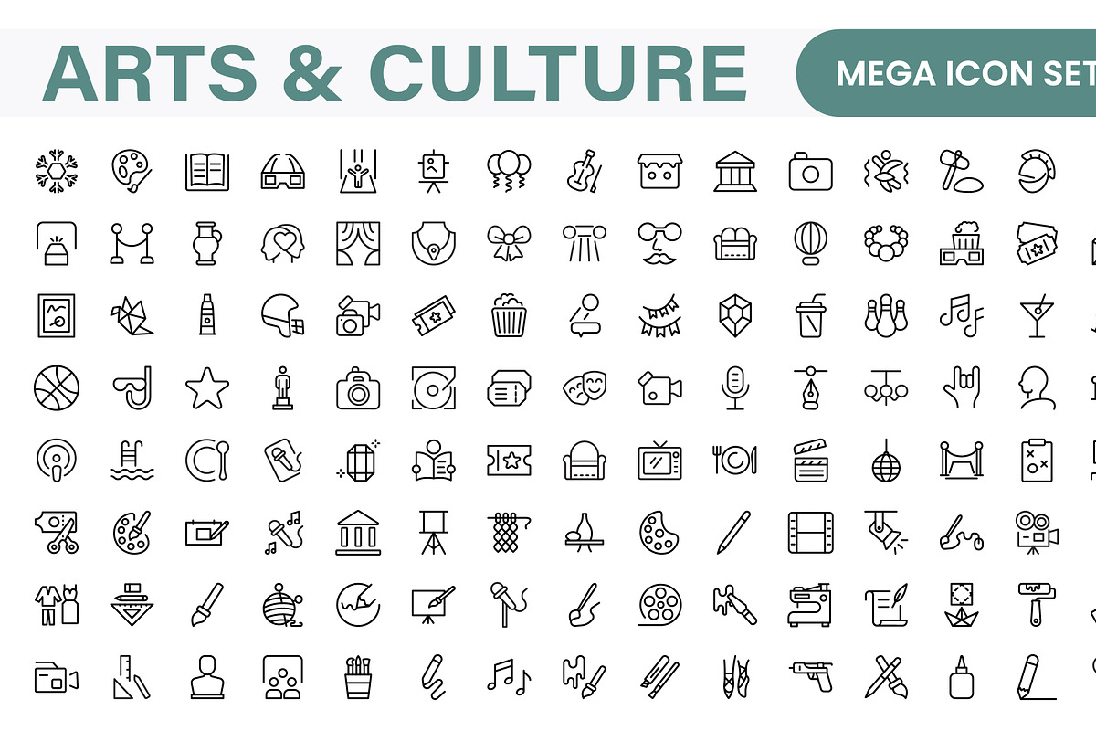 Arts and Culture Icon Set., an Outline Icon by Artnazu (Photo 1 of 2)