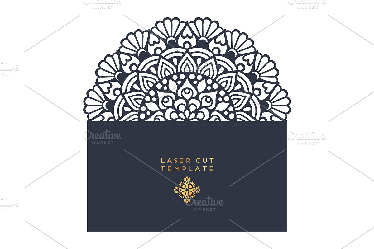 Vector wedding card laser cut template. Vintage decorative elements, an Invitation Template by Tori Shen