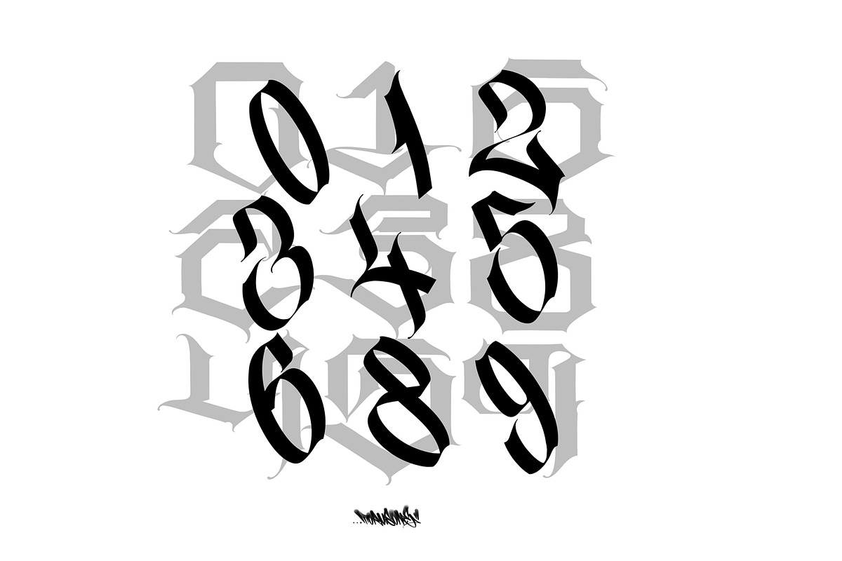 Tattoo Numbers  For Procreate, a Brush Add-On by Torus1 (Photo 2 of 6)