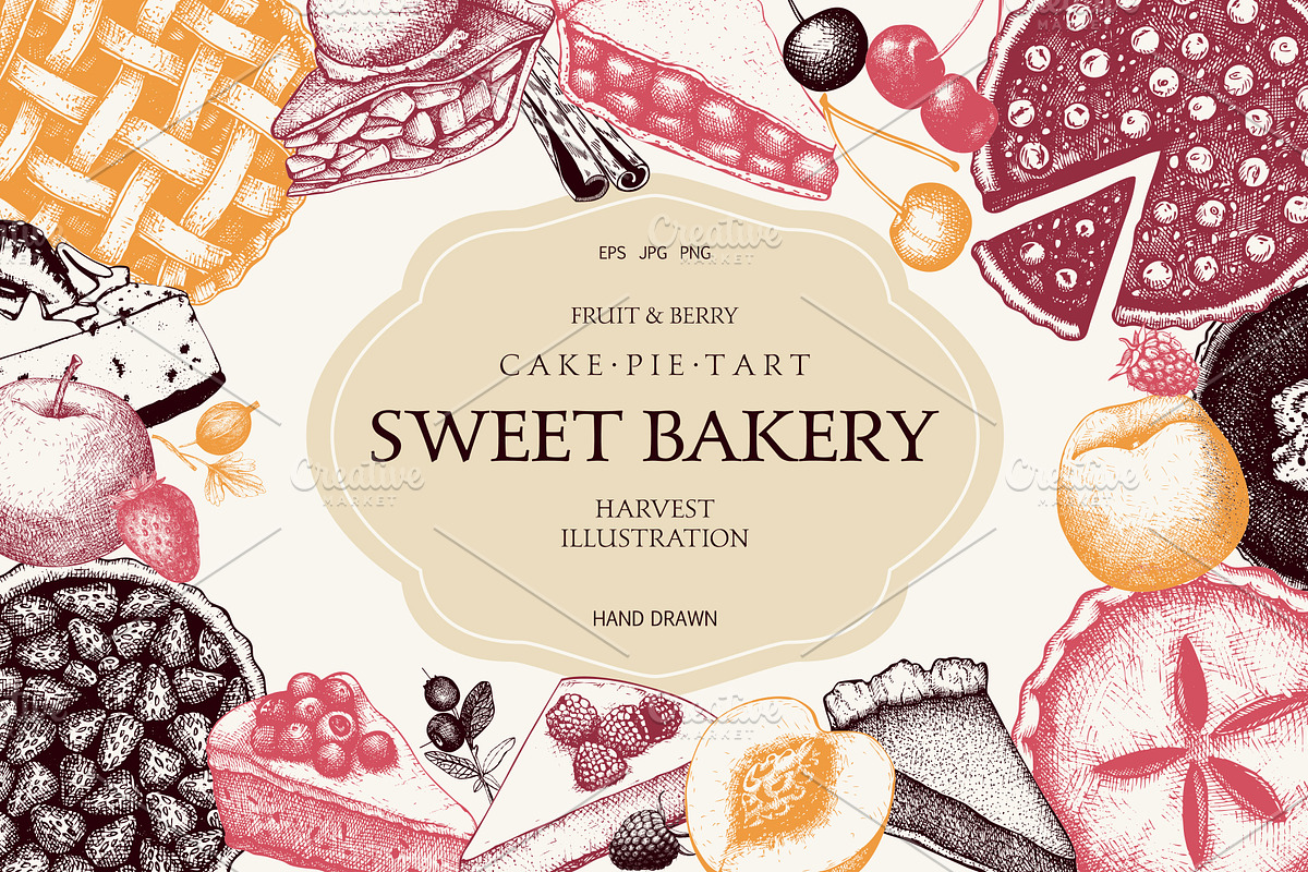 Fruit Cake & Berry Pie Collection, a Food Illustration by Yevheniia (Photo 1 of 8)