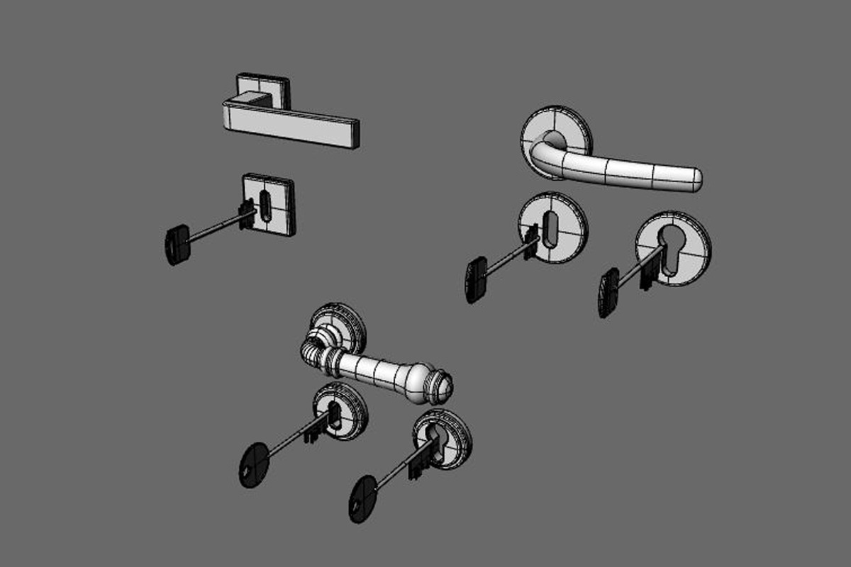 HANDLES SET with key, a Furniture 3D Model by www.3factory.it (Photo 5 of 5)