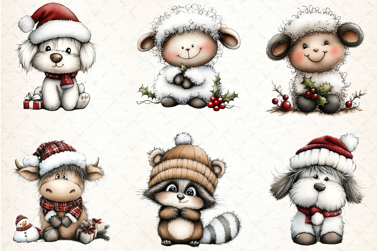 Whimsical Christmas Clipart Bundle, an Illustration by DreamCafeArt (Photo 8 of 8)