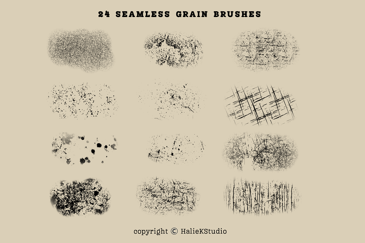 Seamless Grain Procreate Brushes, a Brush Add-On by HalieKStudio (Photo 2 of 9)