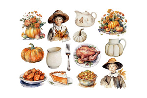 Thanksgiving Pilgrim Clipart Set