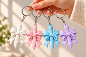 Pencil Bow Keychain STL, an Object 3D Model by Layerology