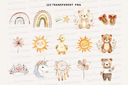 Boho Baby watercolor Clipart PNG, an Animal Illustration by Coral Beauty (Thumbnail 5 of 9)