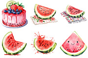 Summer Juicy Watermelon Clipart, an Illustration by cherrydesign (Thumbnail 2 of 4)