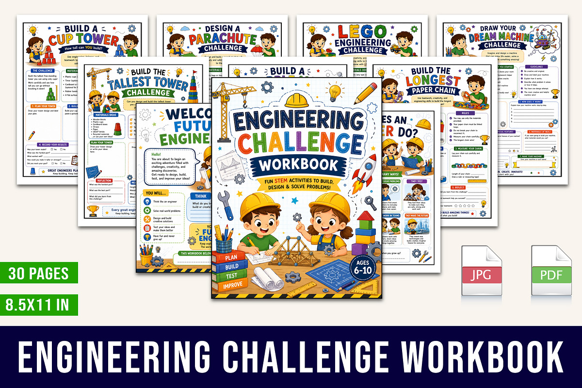 Engineering Challenge Workbook, a Stationery Template by Designmela01 (Photo 1 of 5)