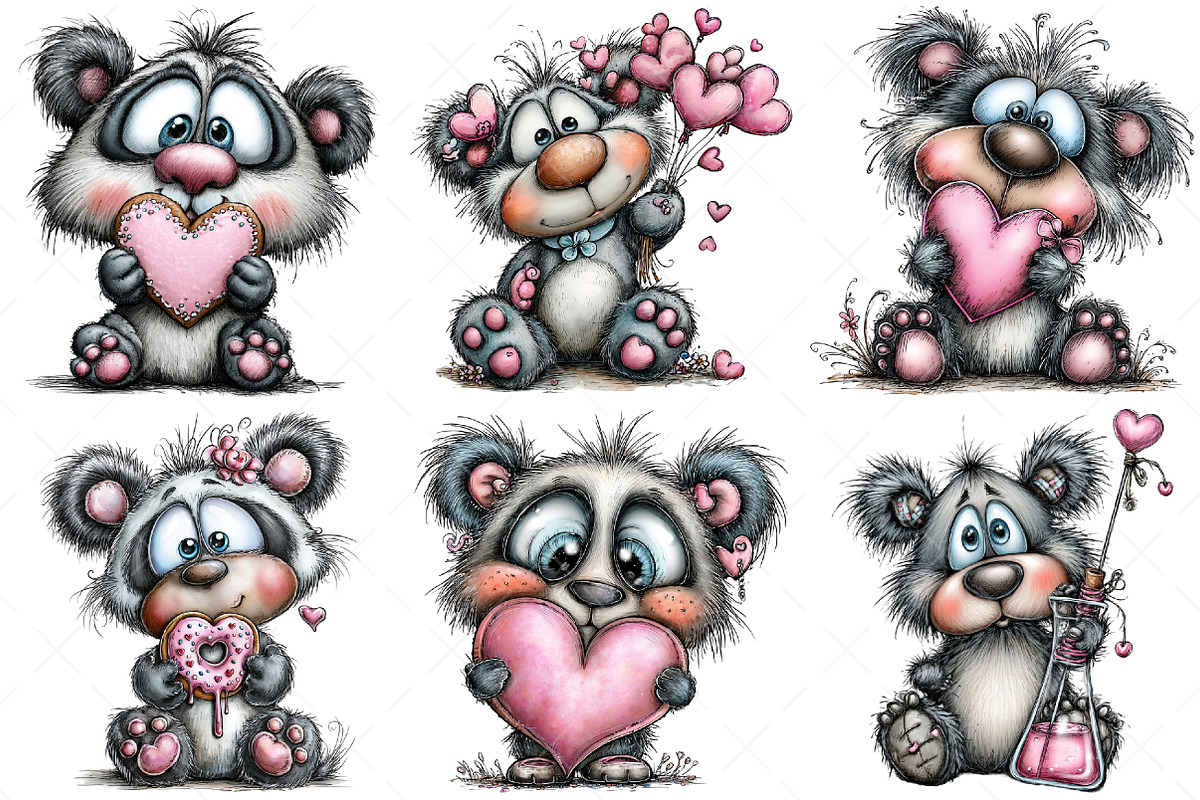 Quirky Valentine's Day Panda Clipart, an Illustration by Craft Nest (Photo 6 of 9)