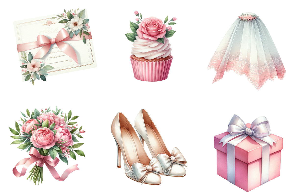 Cute Wedding  Clipart, an Illustration by CreationArt (Photo 6 of 7)