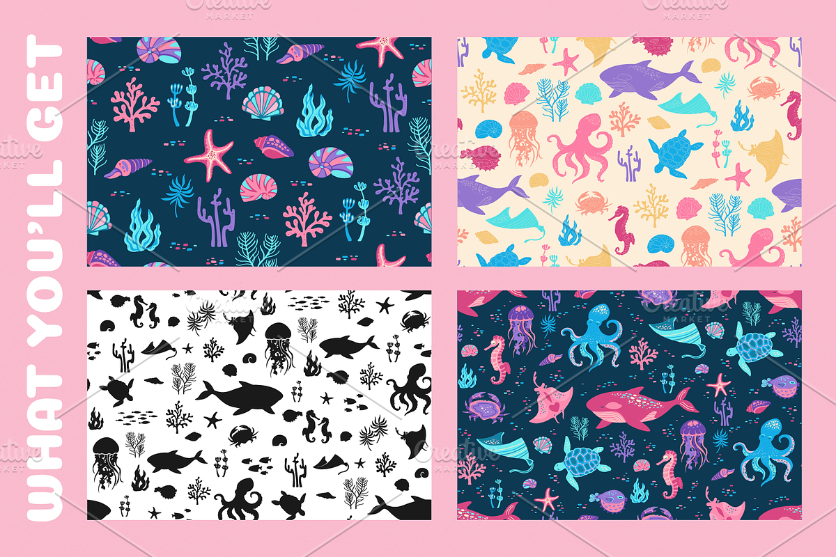 Sea Animals Marine Art Vector Set, an Animal Illustration by Neliakott ♥ (Photo 6 of 11)