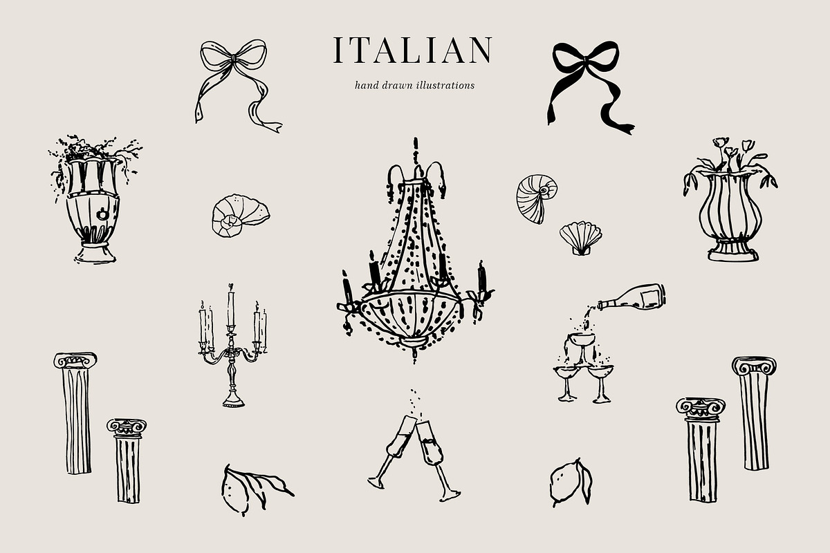 Italy abstract line art. Wedding svg, a Decorative Illustration by Summer Nightingale Art (Photo 1 of 5)