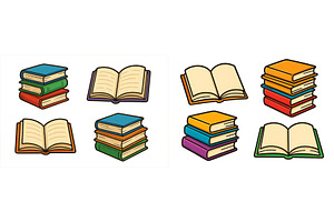 Colorful stacks and open books, an Education Illustration by ZinetroN