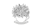 Floral Teacup Line Art Bundle, an Illustration by Gfx_Store (Thumbnail 8 of 51)