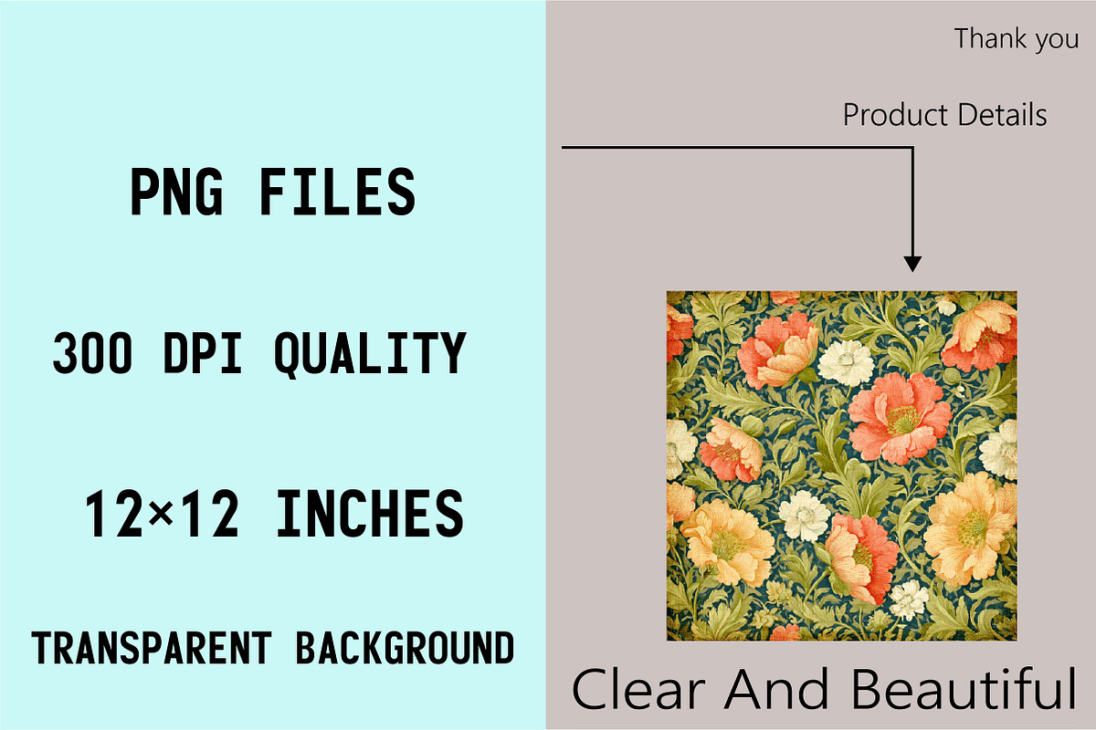 Vintage William Morris Style Floral, a Pattern Graphic by SVGArt (Photo 6 of 9)