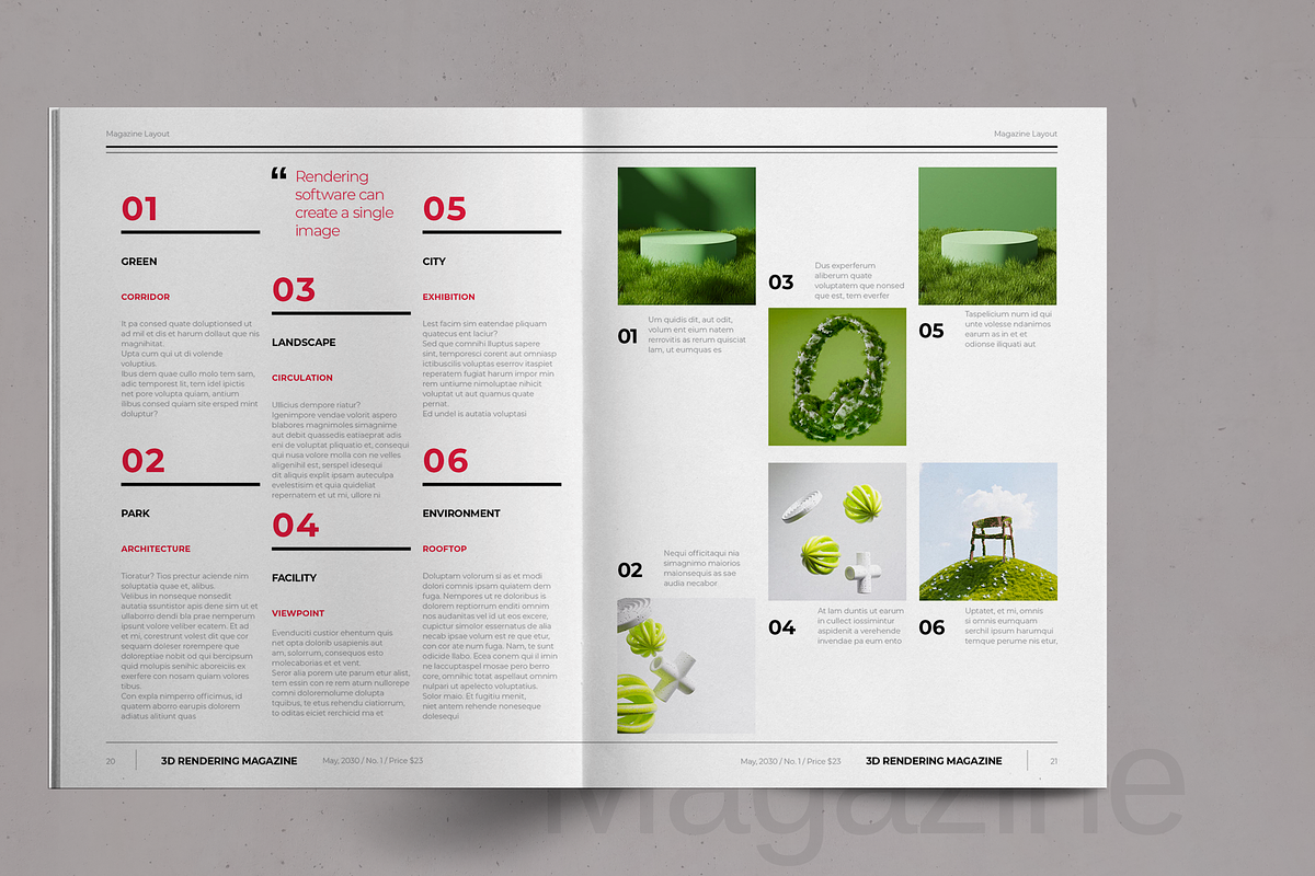 3D Magazine Layout Template for InDesign