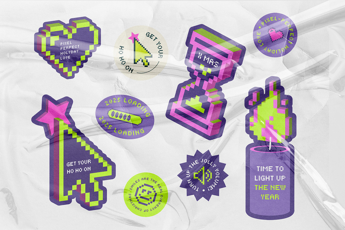 Pixel Christmas Stickers, a Seasonal Illustration by Playground (Photo 3 of 6)