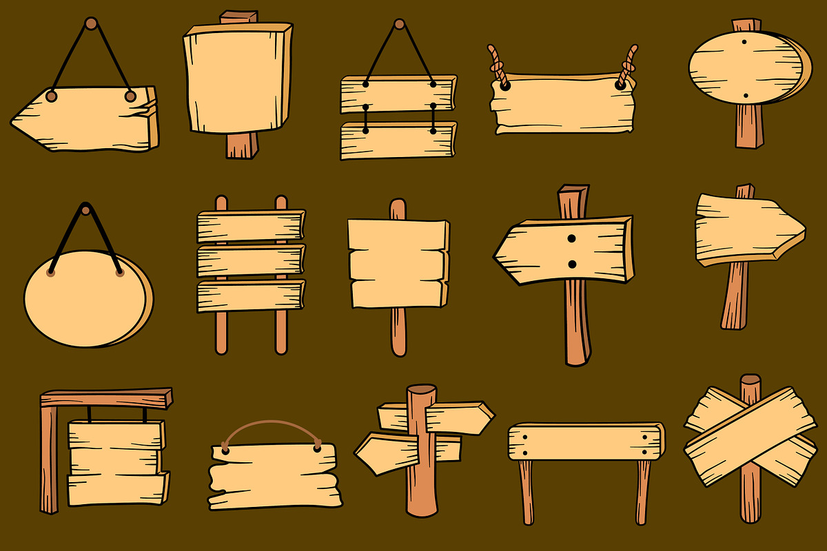 Wooden Signboard Illustration Pack, an Illustration by baii09 (Photo 2 of 2)