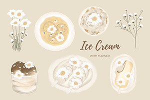 Aesthetic Ice Cream with Flower, an Illustration by ryelart.design
