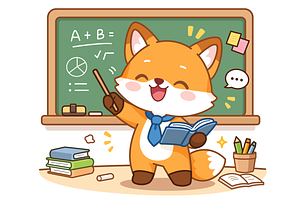 Cartoon Fox Teaching, an Animal Illustration by Artpon Illustration