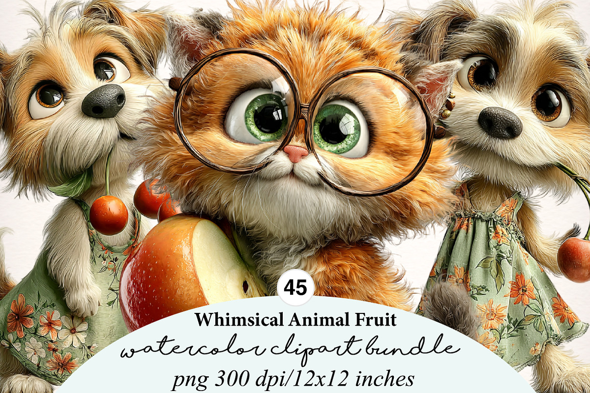 Whimsical Animal Fruit Clipart, a Transportation Illustration by Digital Artistic99 (Photo 1 of 10)
